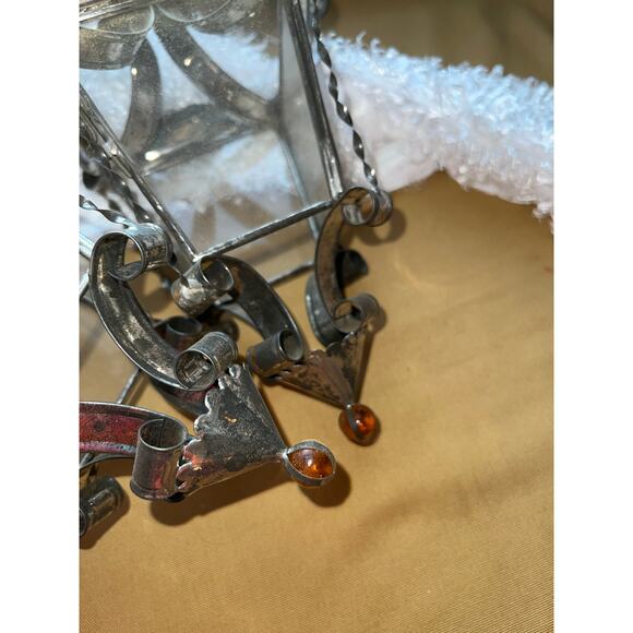 Vintage lanterns metal glass tea lights candles ornate decor - Picture 8 of 13